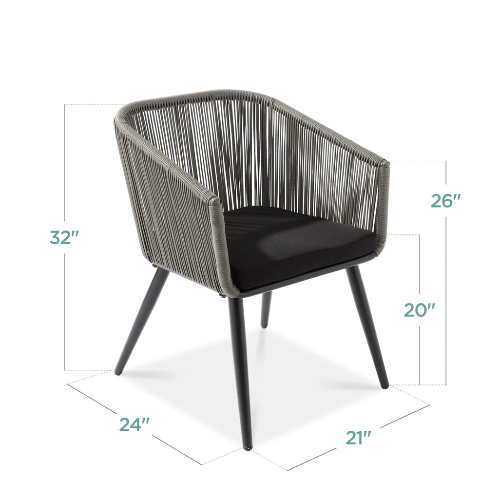 Set of 2 Woven Wicker Patio Dining Chairs 250lb Capacity I76293