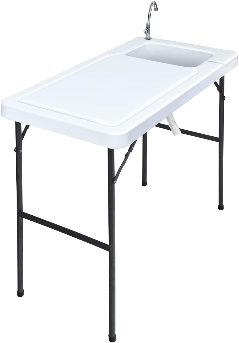 Folding Fish Cleaning Table with Sink and Faucet B51726