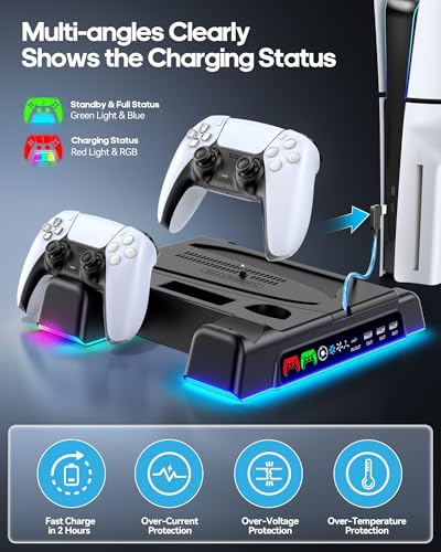 PS5 Stand and Cooling Station with LED Controller Charging Station A67295