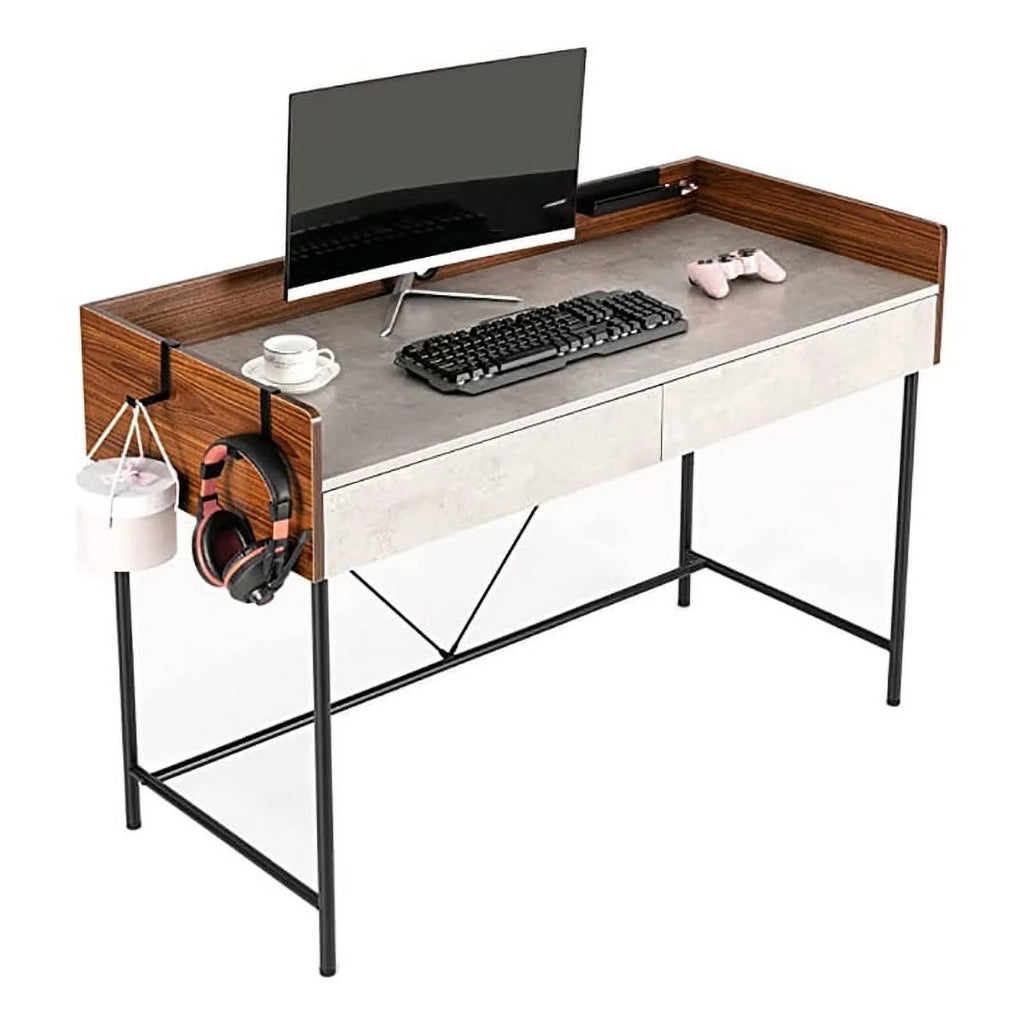Walnut Cement Writing Desk with Drawers H46442