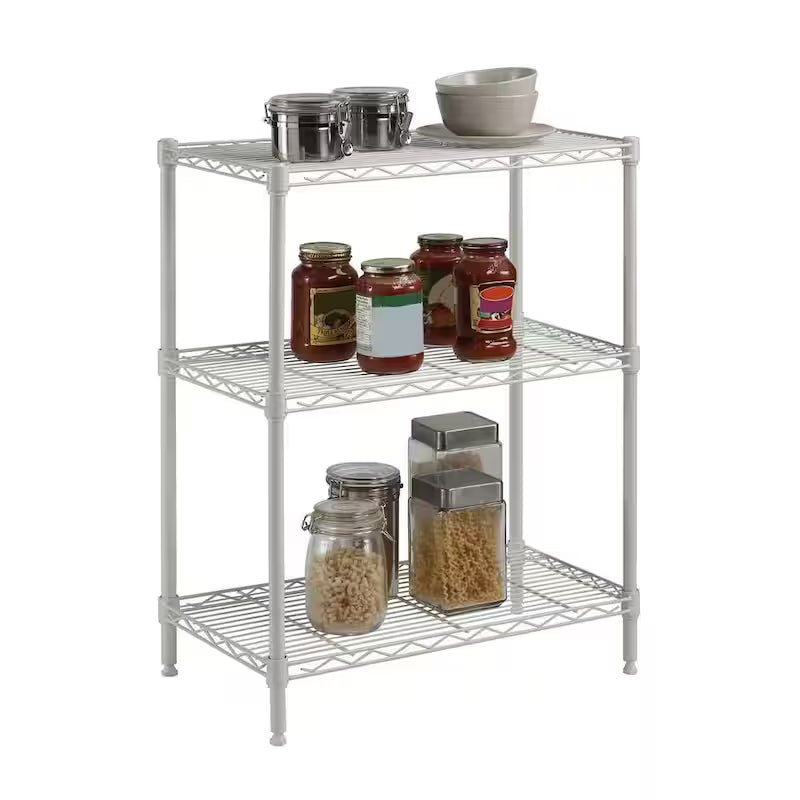 Black 3-Tier Rolling Wire Shelving Unit Y916939