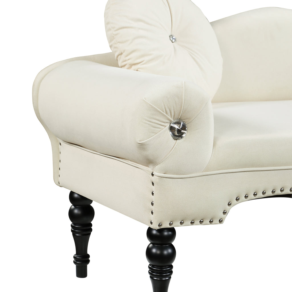 Velvet Loveseat Sofa with Nail Head Trimming and Tufted Design Y51627