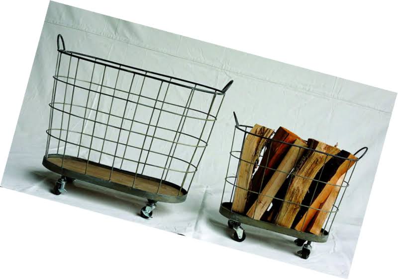 Grey Metal Rolling Laundry Baskets, Set of 2 F397099