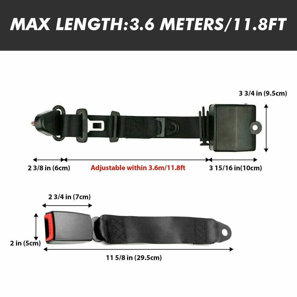 2 Pack Universal 3 Point Retractable Adjustable Car Seat Belt Lap Shoulder C95864