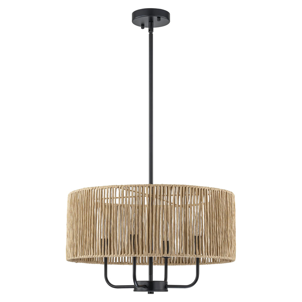 4-Light Handwoven Rope Drum Chandelier I925