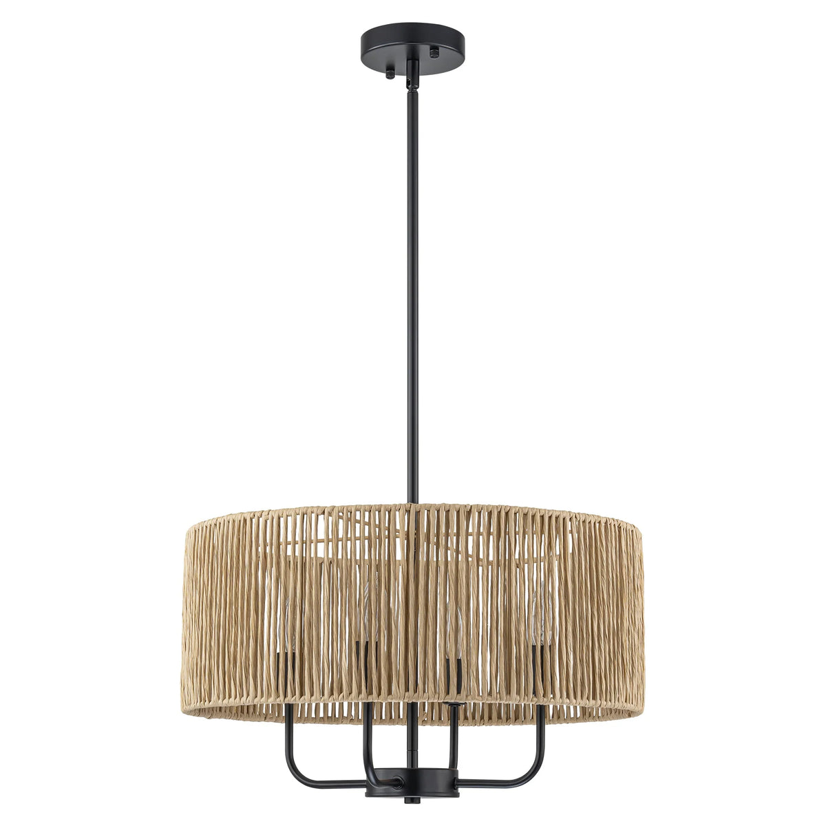 4-Light Handwoven Rope Drum Chandelier I925