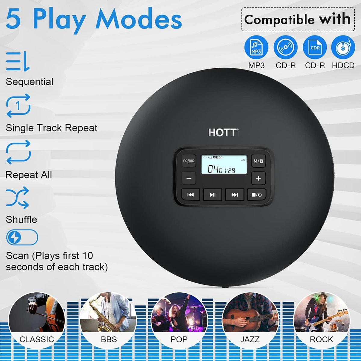 Portable CD Player with Headphones J161042