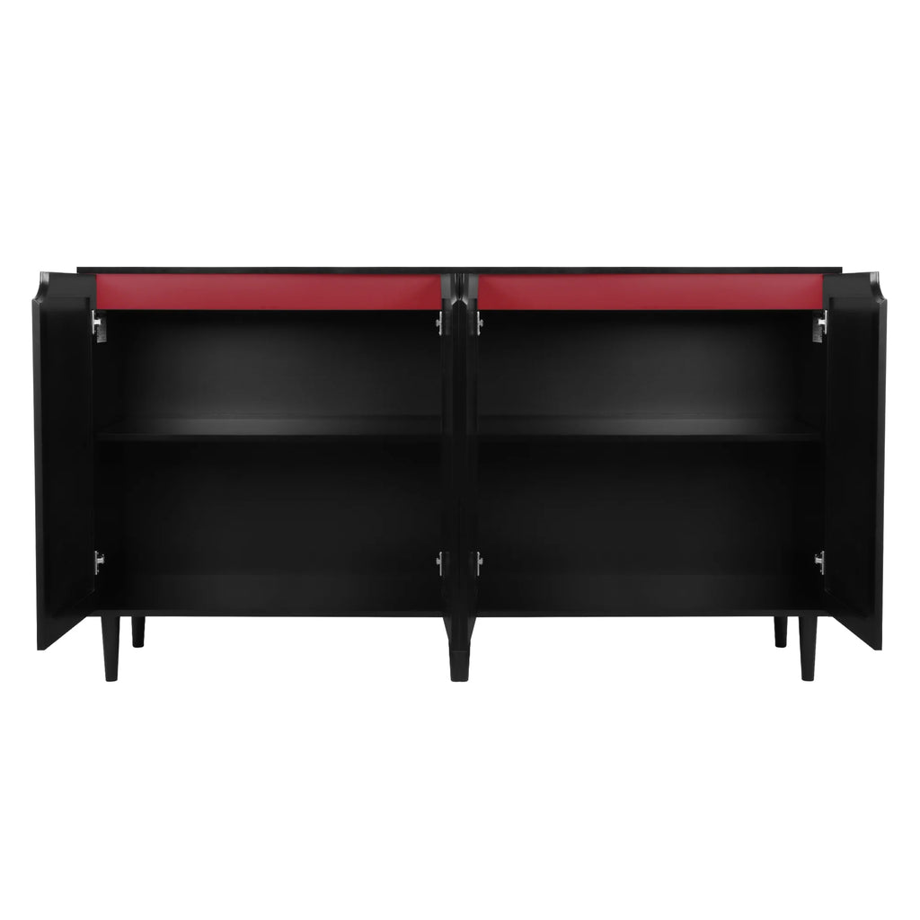 Black Rattan Storage Cabinet with 4 Doors B4595