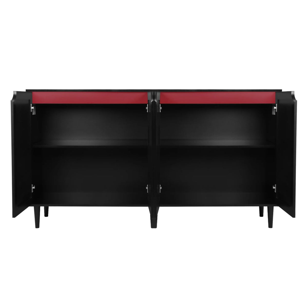 Black Rattan Storage Cabinet with 4 Doors B4595