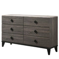 6 Drawer Wooden Dresser with Angled Legs Gray P735223