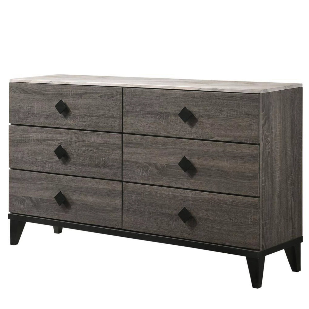 6 Drawer Wooden Dresser with Angled Legs Gray P735223