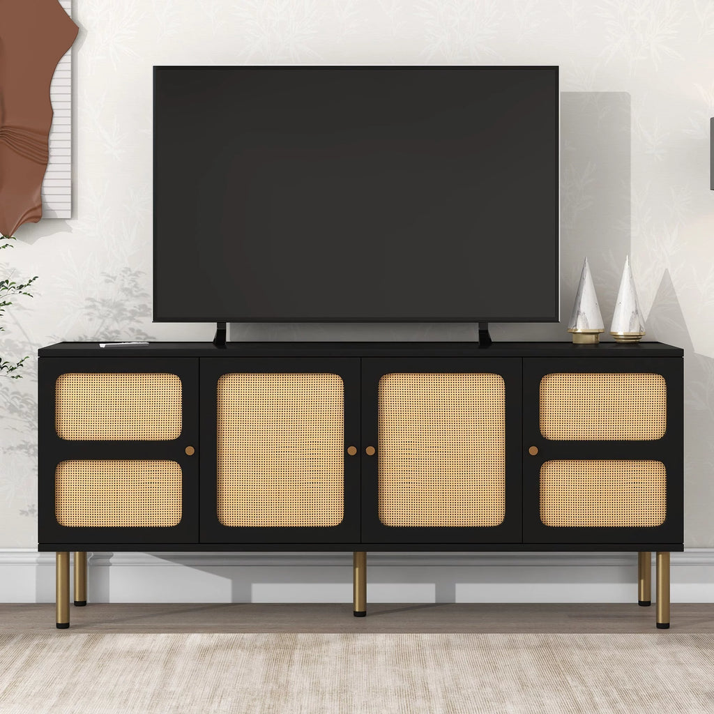 Black Rattan TV Stand J6248