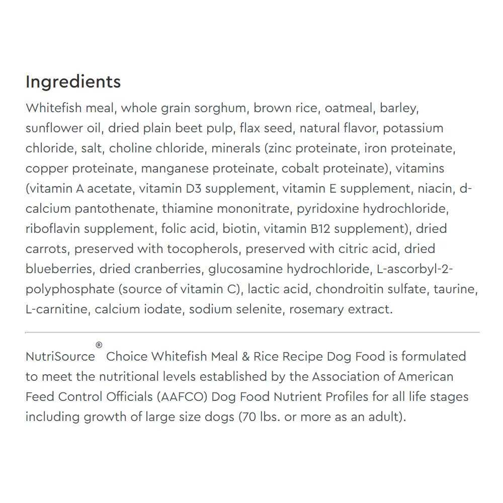 Whitefish Meal Rice Recipe Dry Dog Food W830605