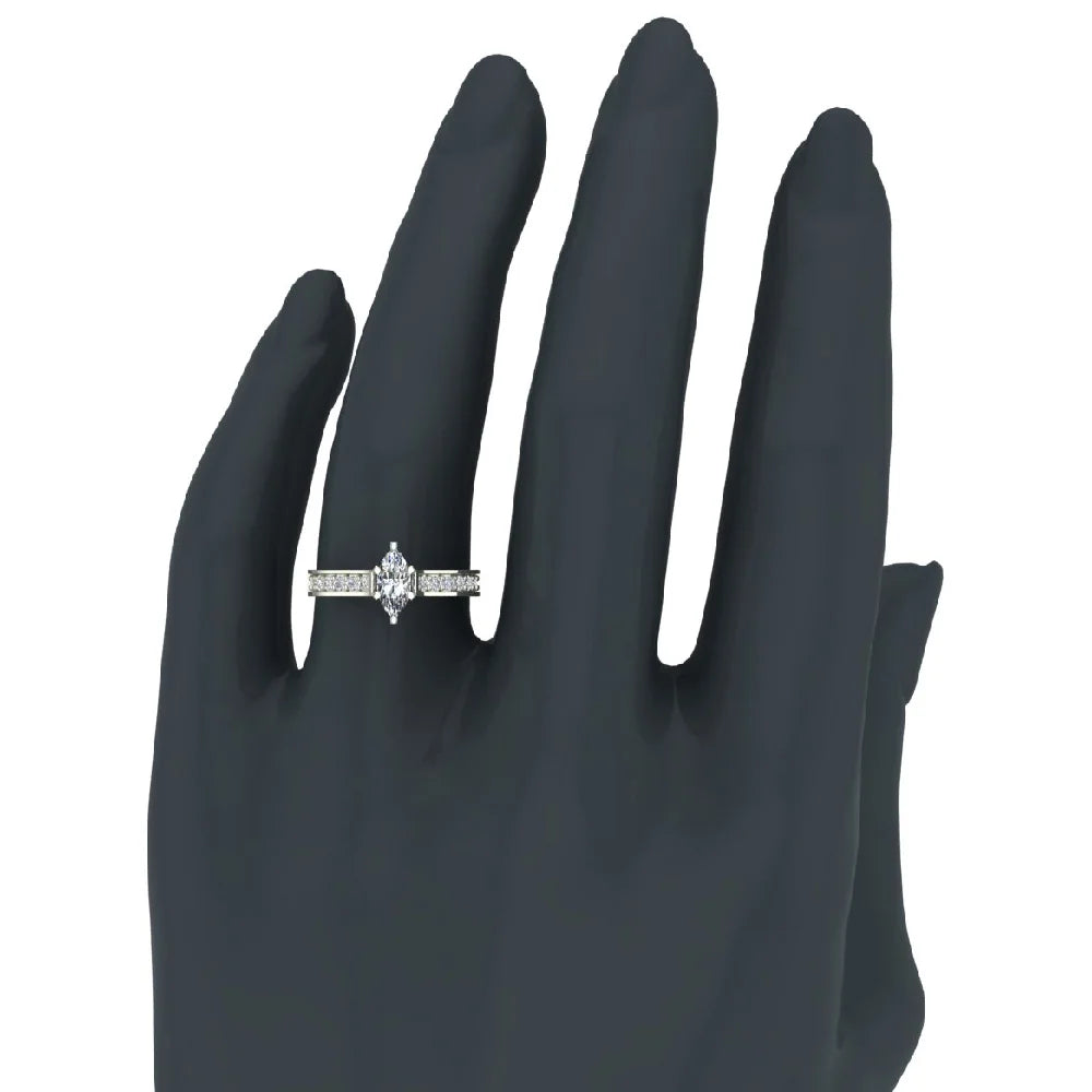 Marquise Cut Diamond Ring 14K Gold 1.00 CT TW K486