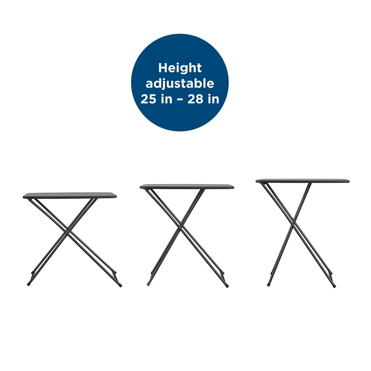 Black Adjustable Height Folding Table, 2 pack I5992