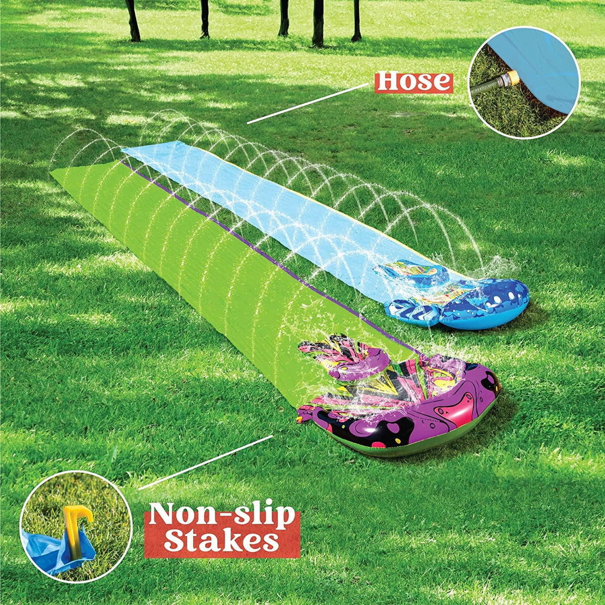 2 Pack 20ft x 35.5in Water Slide with Bodyboards X922965