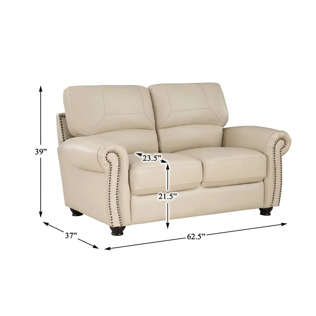 Leather 2-Piece Upholstered Sofa Set in Cream B824061