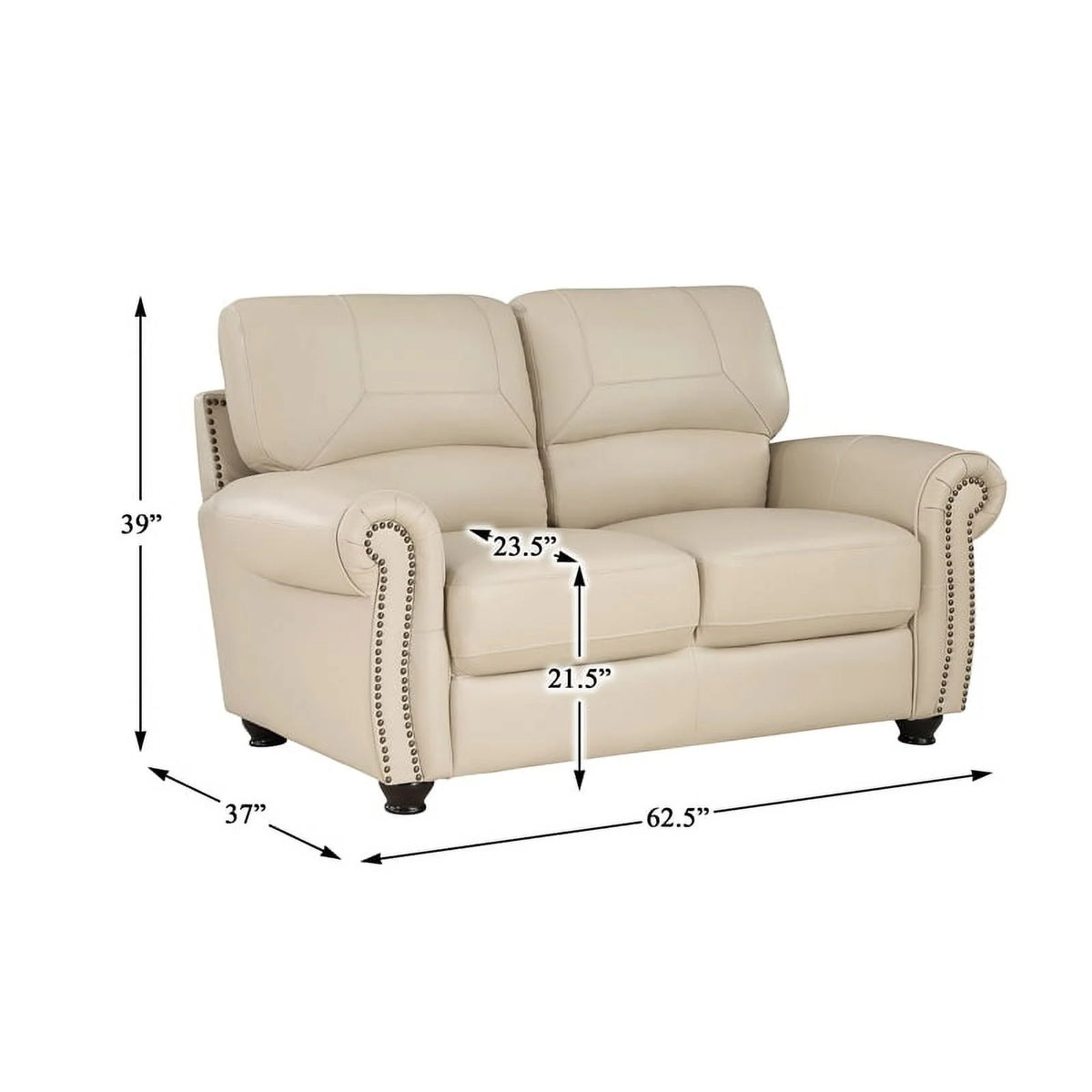 Leather 2-Piece Upholstered Sofa Set in Cream B824061