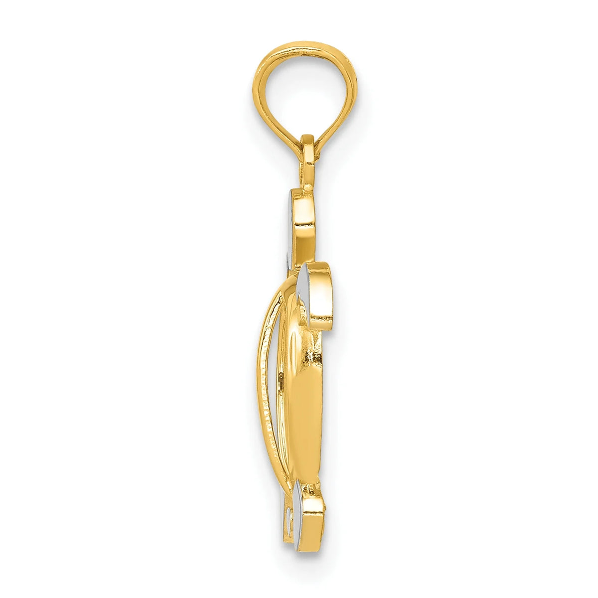 14K Two-Tone Gold Rhodium Plated Sea Turtle Pendant Necklace N1465