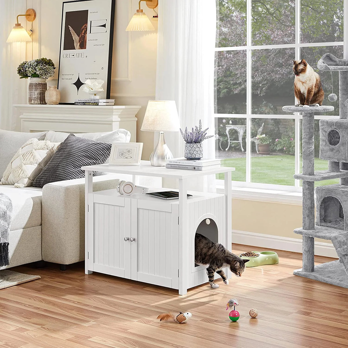 Cat Litter Box Enclosure with Storage Shelf W491