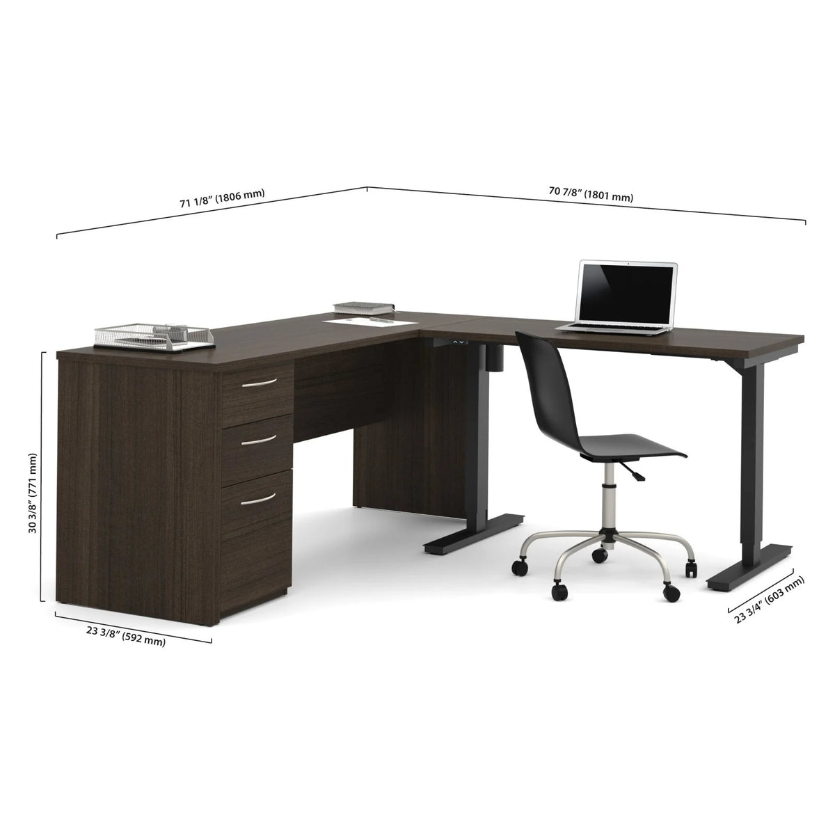 Height Adjustable L-Shaped Computer Desk F4508