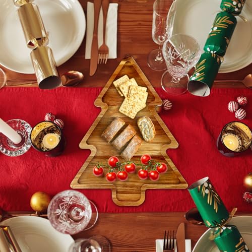 Acacia Wood Christmas Tree Serving Dish F93214