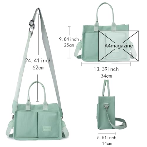 Canvas Tote Bag With Pockets Crossbody Hobo Messenger Shoulder Handbag A683986