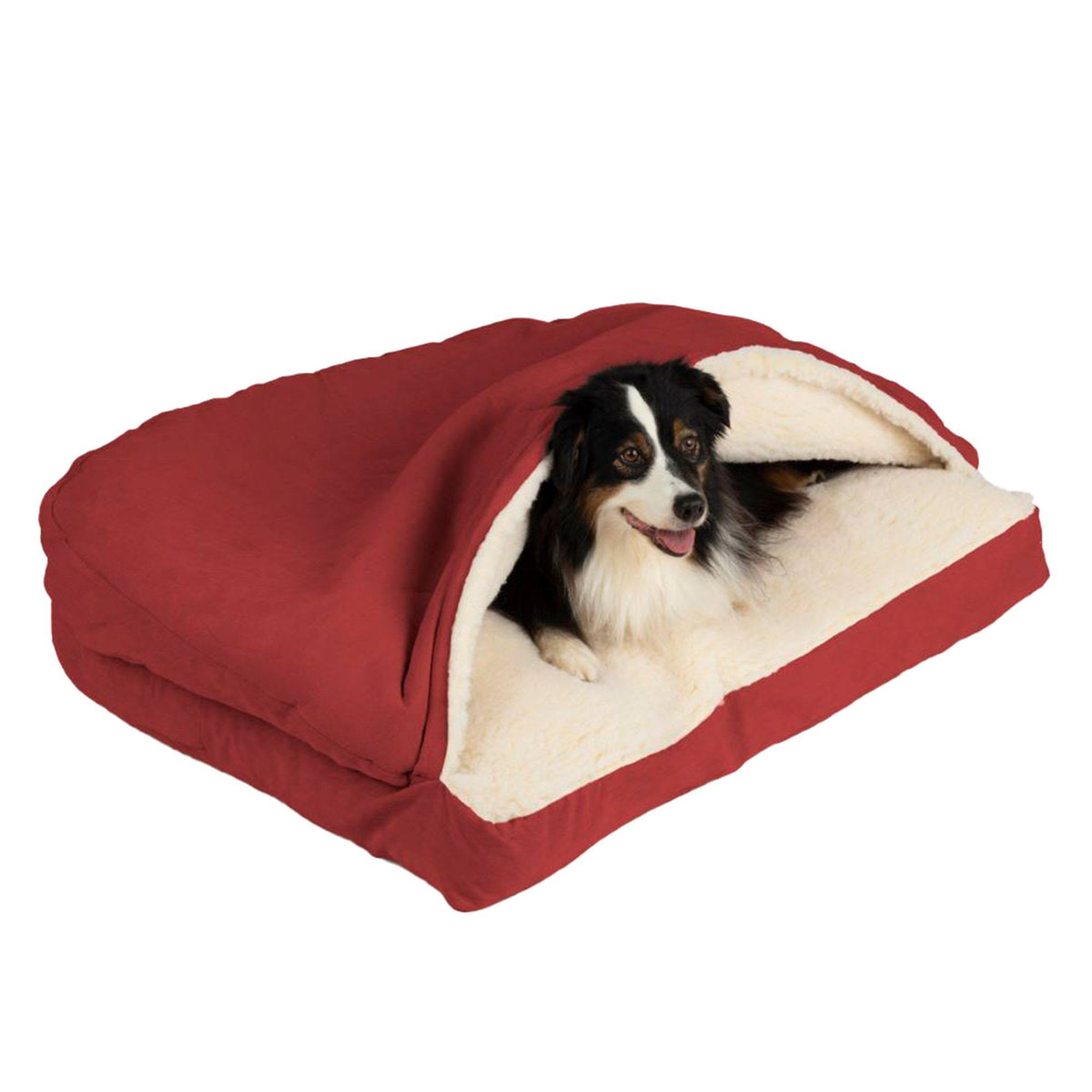 Rectangle Cozy Cave Dog Bed, Medium - Red Y227773