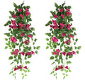 2pcs Artificial Bougainvillea Hanging Flowers 40" Faux Silk Bougainvillea Flower Vines (Rose Red) J563109