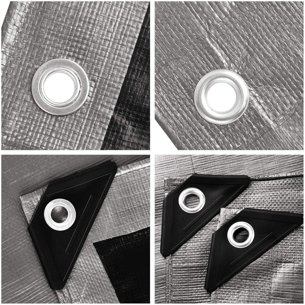10x12ft Heavy Duty Reinforced Poly Tarp Waterproof Tarpaulin Ground Sheet with Eyelets Pack of 2 B236736
