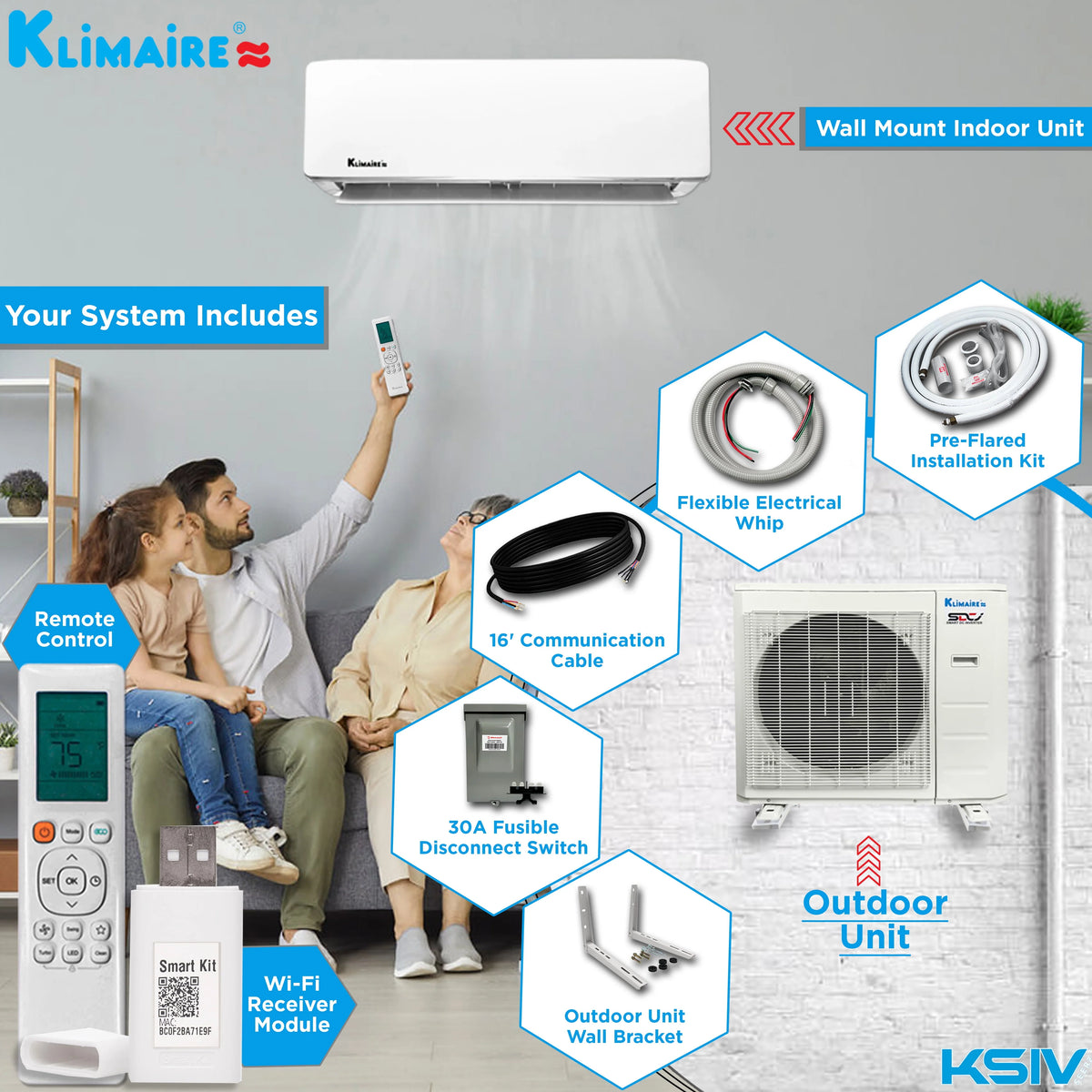 18,000 Btu 19 SEER2 Ductless Mini-Split Heat Pump Air Conditioner H4572