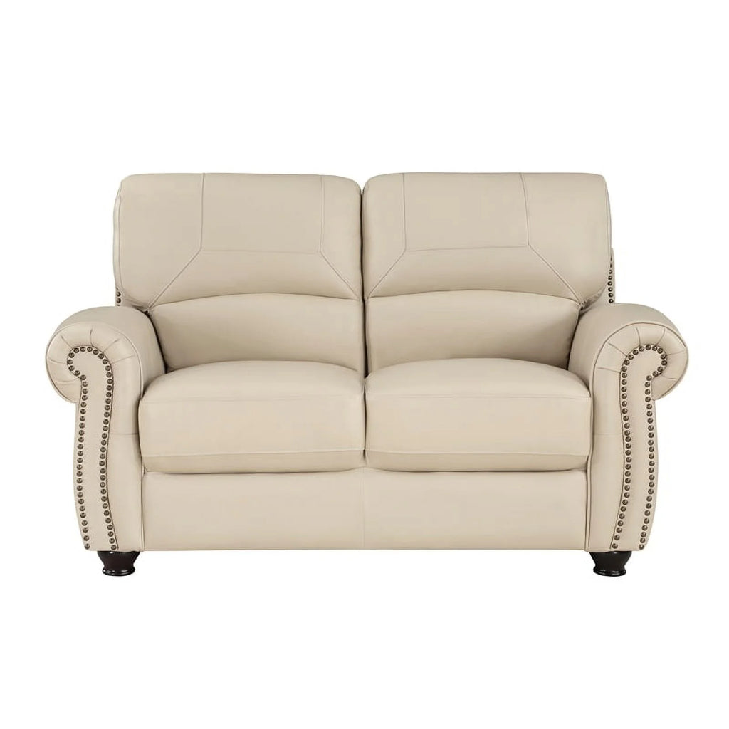 Leather 2-Piece Upholstered Sofa Set in Cream B824061
