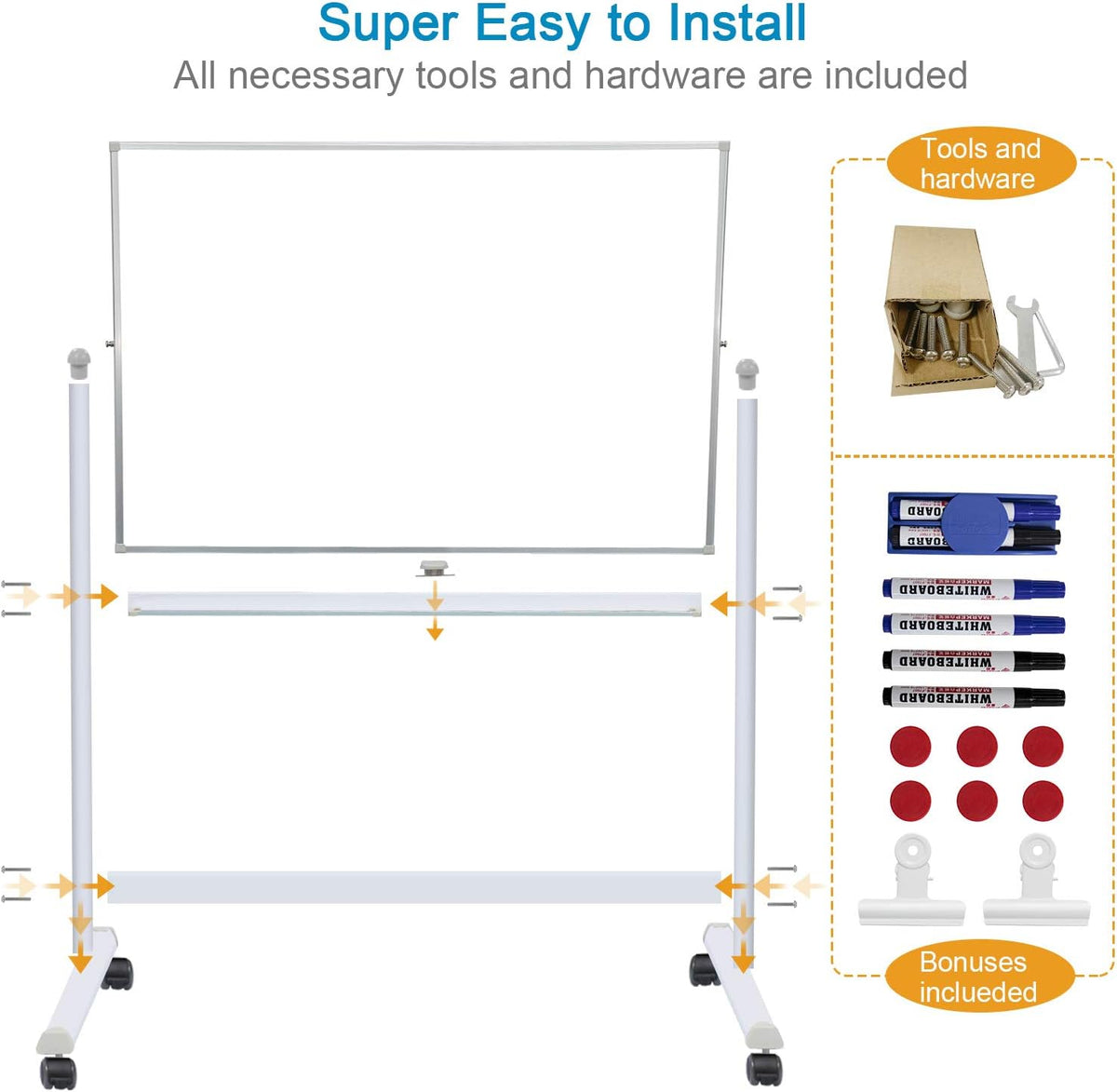 48x36 Double Sided Magnetic Whiteboard with Stand X65894
