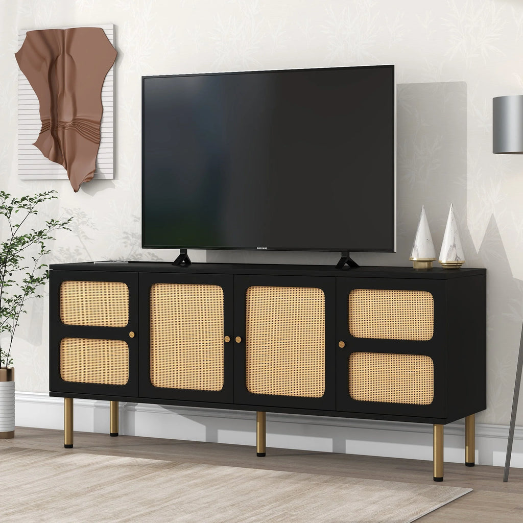 Black Rattan TV Stand J6248