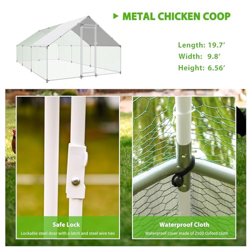 Large Metal Walk-in Chicken Coop with Anti-UV Cover C308