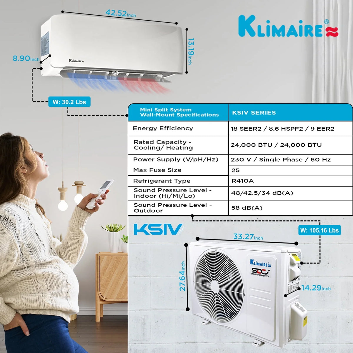 18,000 Btu 19 SEER2 Ductless Mini-Split Heat Pump Air Conditioner H4572