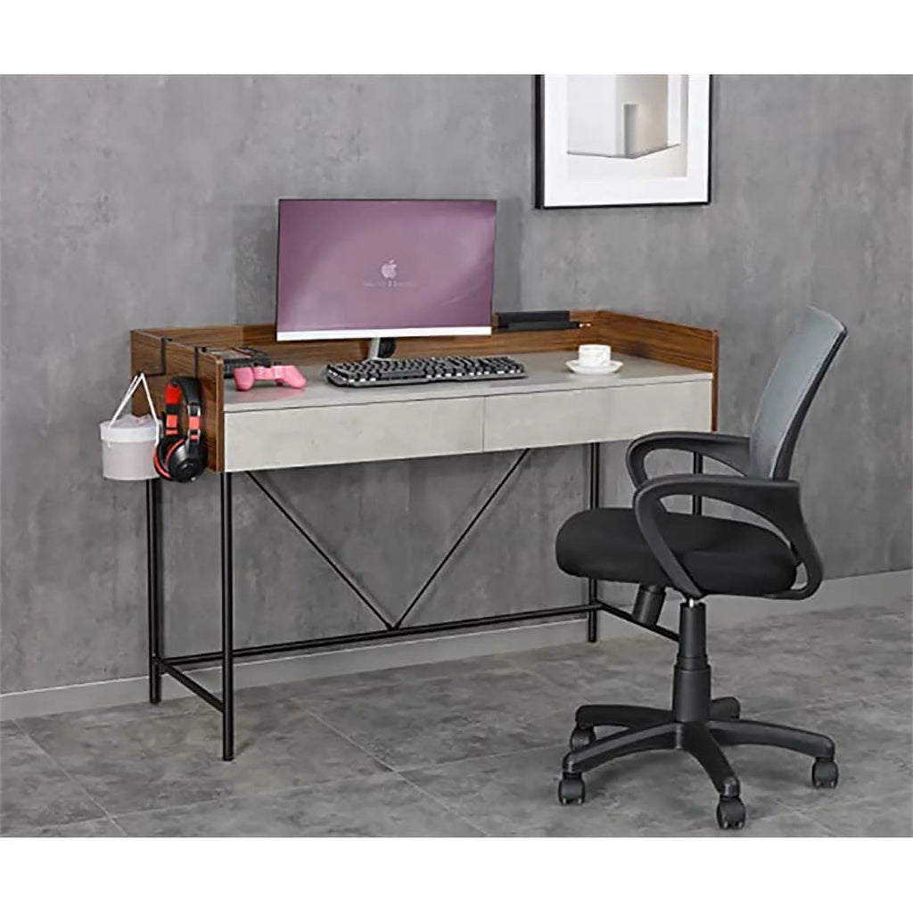 Walnut Cement Writing Desk with Drawers H46442