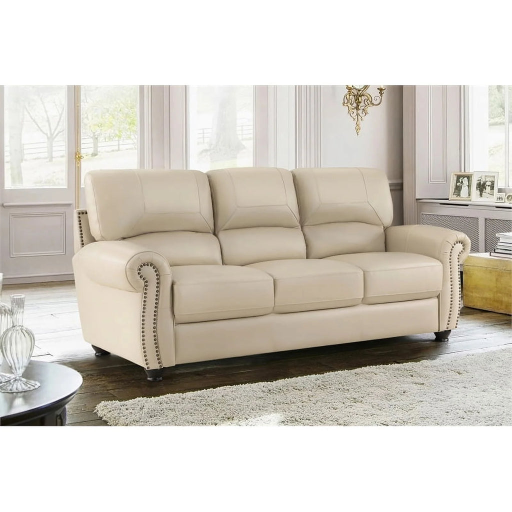 Leather 2-Piece Upholstered Sofa Set in Cream B824061