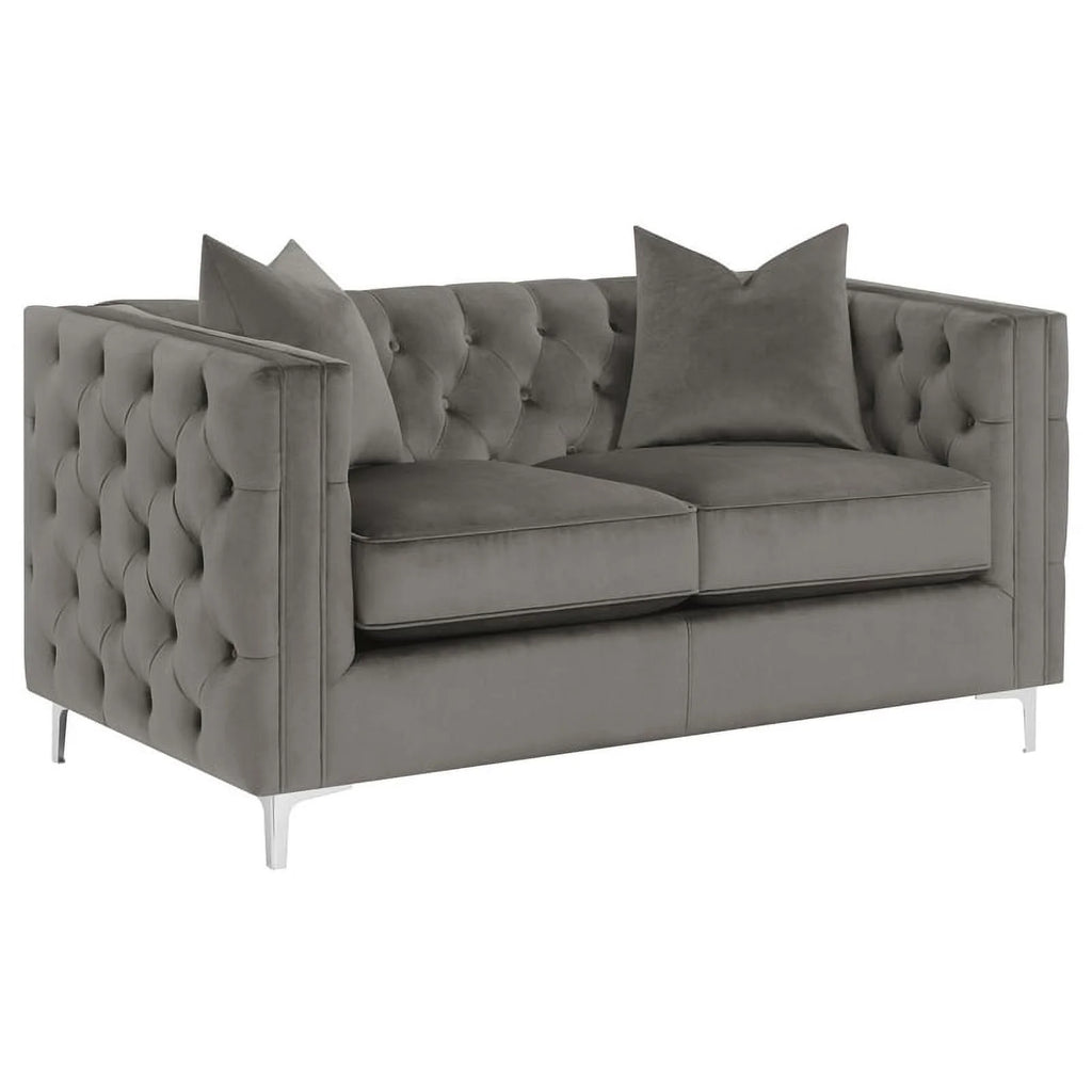 3-piece Velvet Tufted Tuxedo Arms Living Room Set N69249