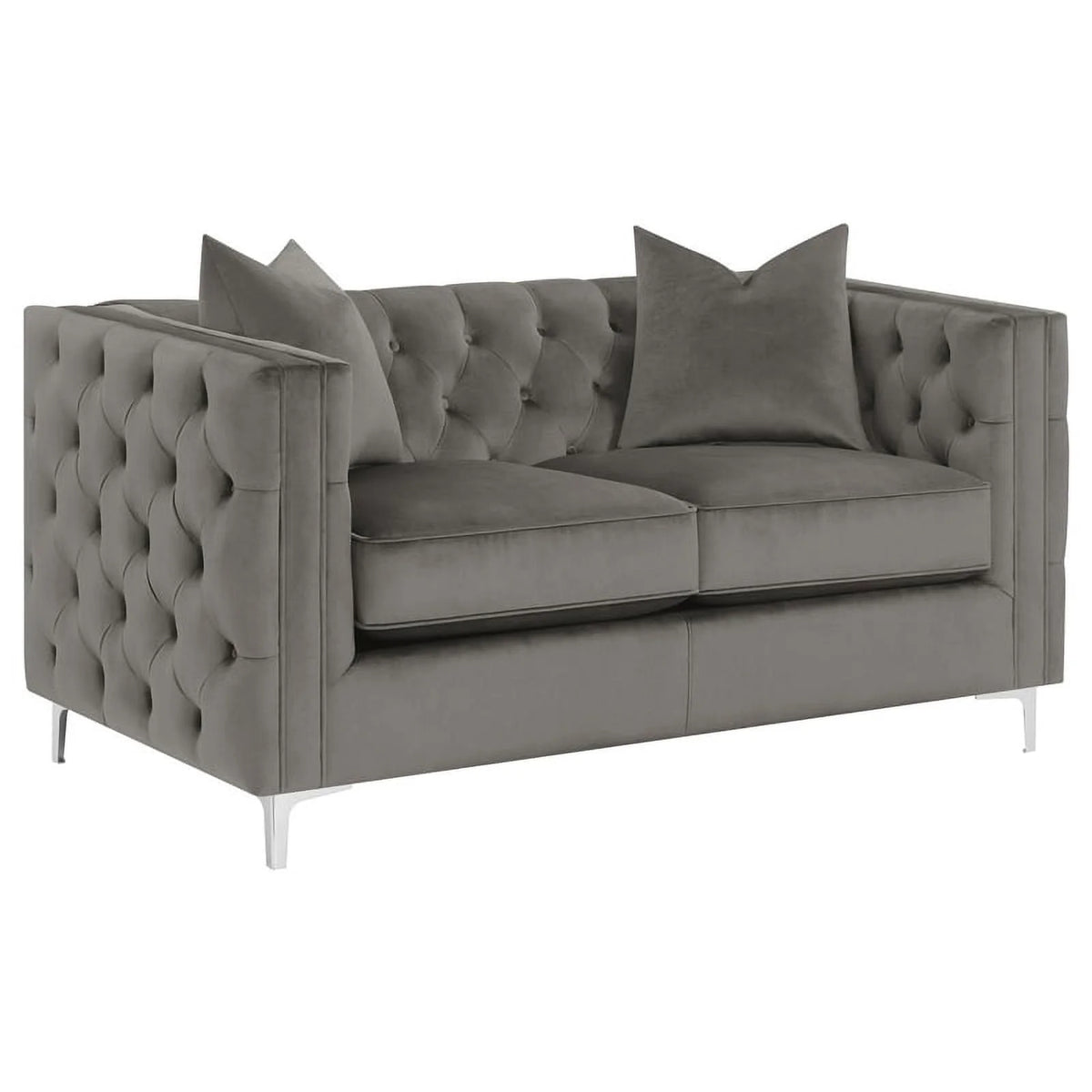 3-piece Velvet Tufted Tuxedo Arms Living Room Set N69249