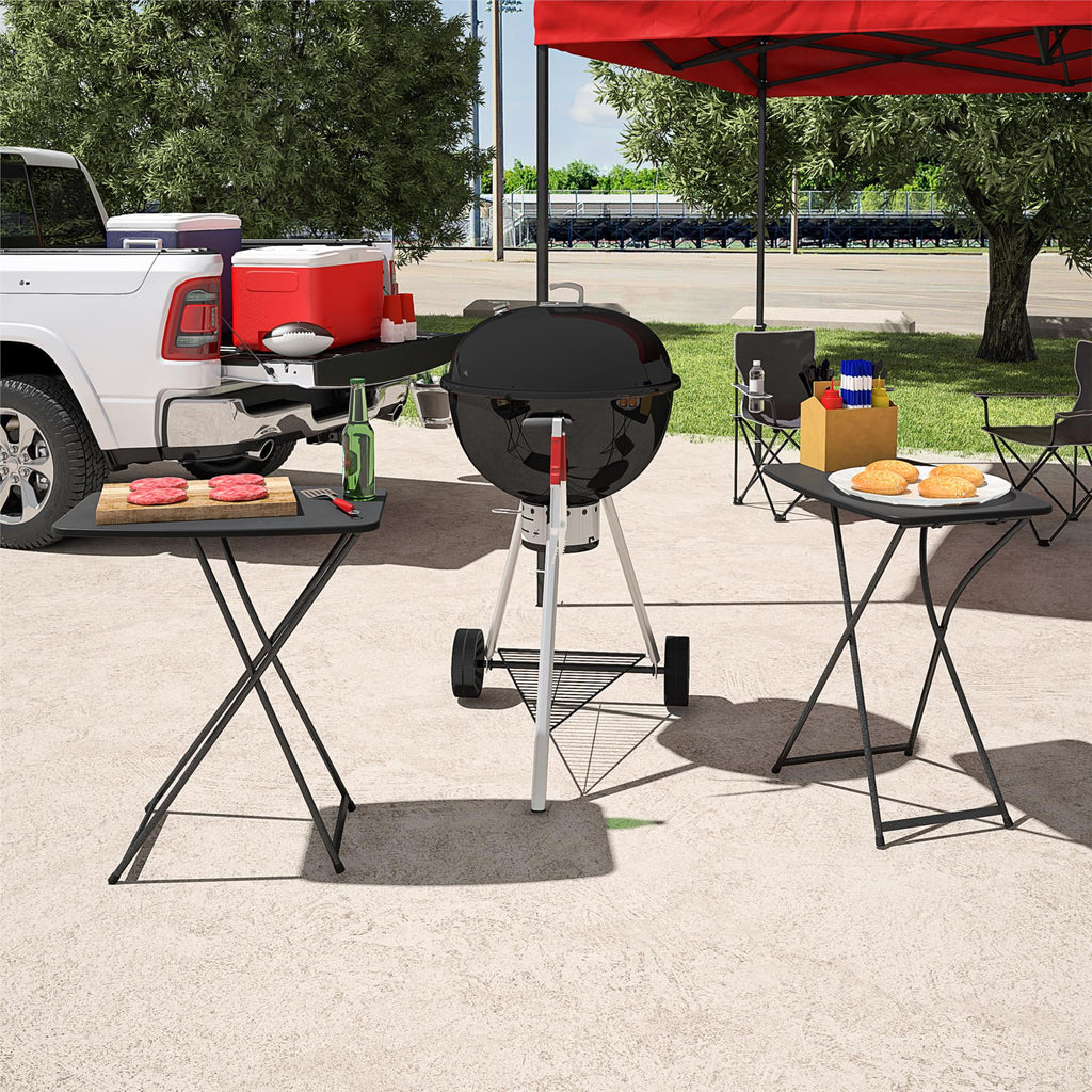 Black Adjustable Height Folding Table, 2 pack I5992