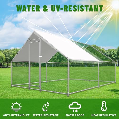 Large Metal Walk-in Chicken Coop with Anti-UV Cover C308