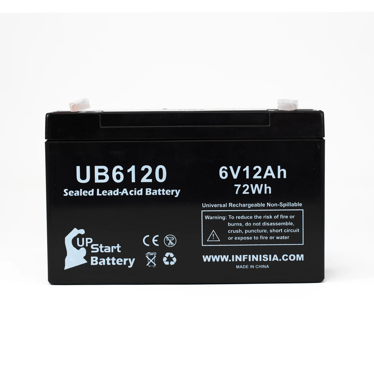 6V 12Ah Sealed Lead Acid Battery with F1 to F2 Terminal Adapters K8235