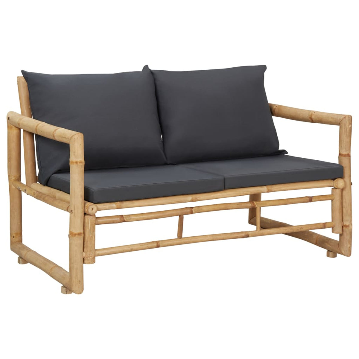 4 Piece Dark Gray Cushioned Patio Lounge Set with Table and 2 Chairs X842026