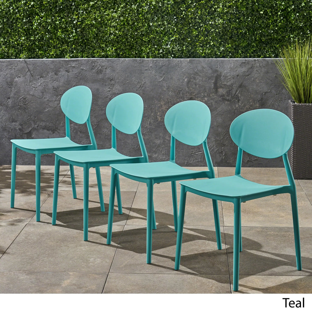 Teal Plastic Stacking Dining Chairs Set of 4 K872