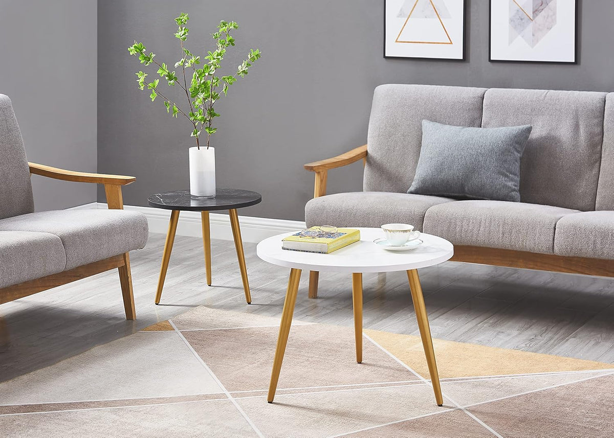 Nesting End Coffee Table Set of 2, White/Black T2018