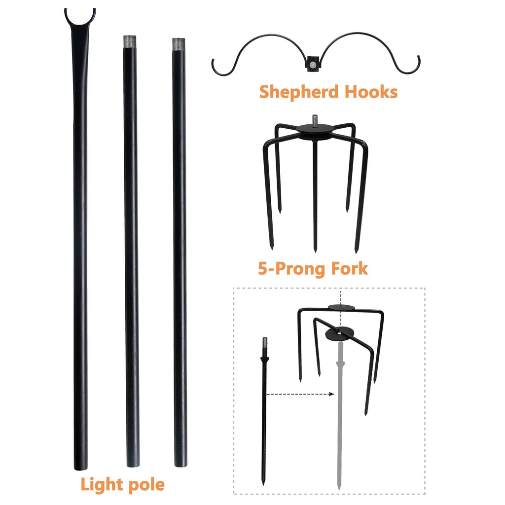 String Light Poles Stand for Outside, 2 Pack, 9 FT x 25 mm A894