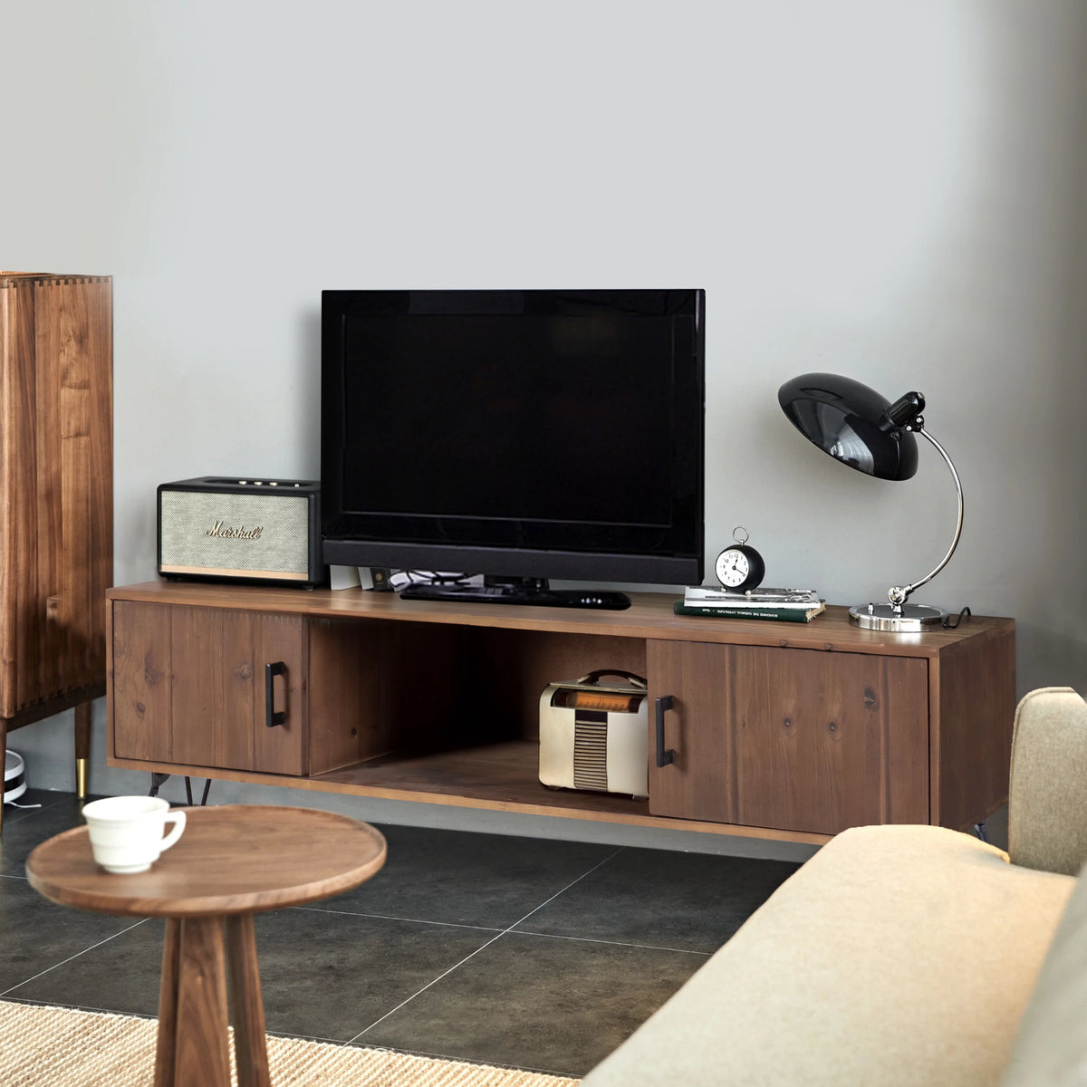 Reclaimed Wood Media TV Stand with Storage Cabinet D7027
