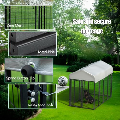 Large Heavy Duty Dog Kennel with Roof 8'x4'x6' F69809