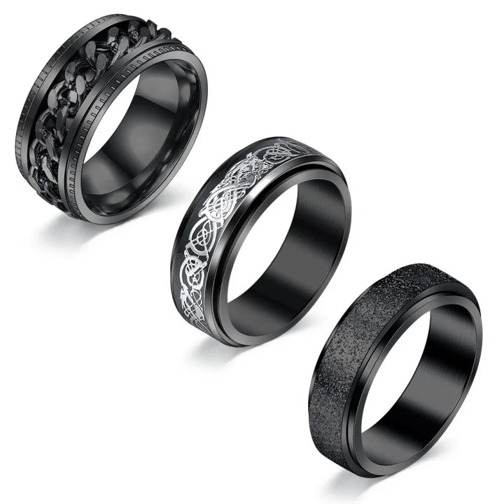 Black Fidget Spinner Ring Size 7 Z163